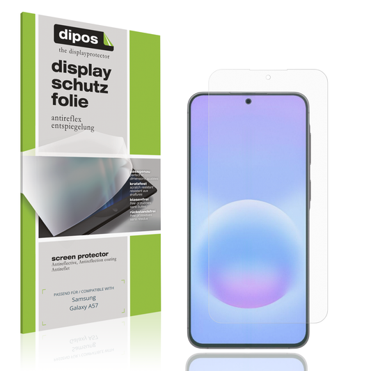 Matte Displayschutzfolie von dipos passend für Samsung Galaxy A57, präziser Zuschnitt und blasenfrei montiert