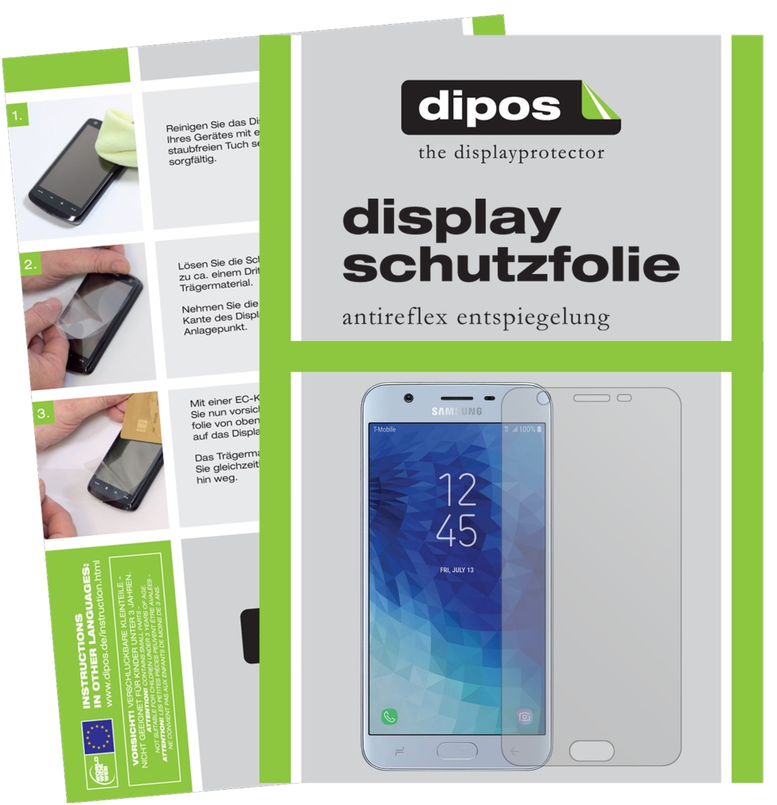Matte Displayschutzfolie von dipos passend für Samsung Galaxy J7 Star, präziser Zuschnitt und blasenfrei montiert