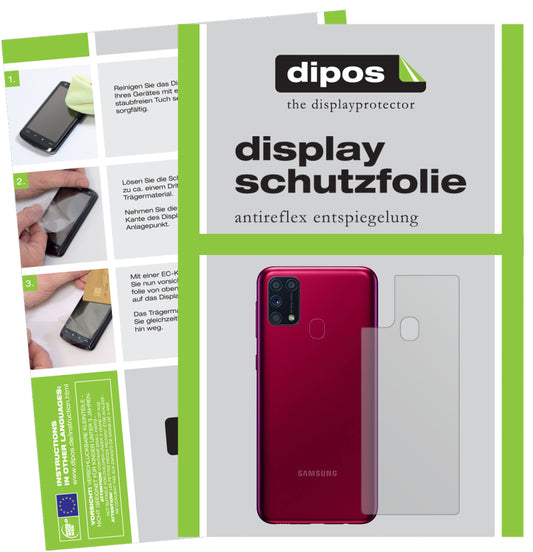 Matte Displayschutzfolie von dipos passend für Samsung Galaxy M31 Rückseite, präziser Zuschnitt und blasenfrei montiert