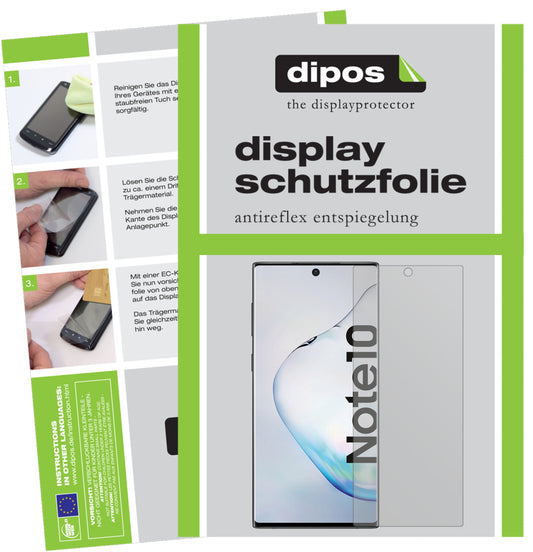 Matte Displayschutzfolie von dipos passend für Samsung Galaxy Note 10, präziser Zuschnitt und blasenfrei montiert