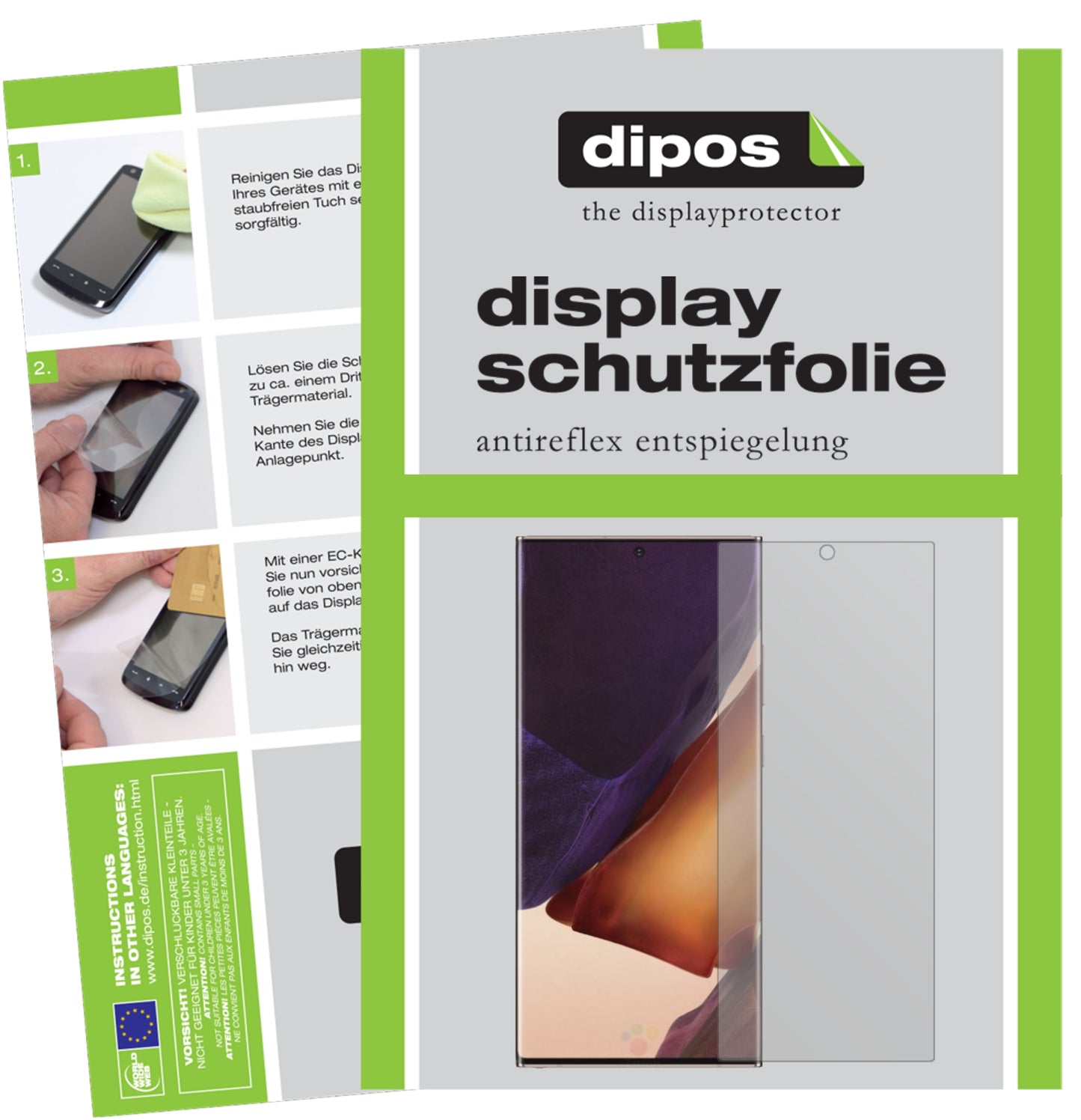 Matte Displayschutzfolie von dipos passend für Samsung Galaxy Note 20 Ultra, präziser Zuschnitt und blasenfrei montiert