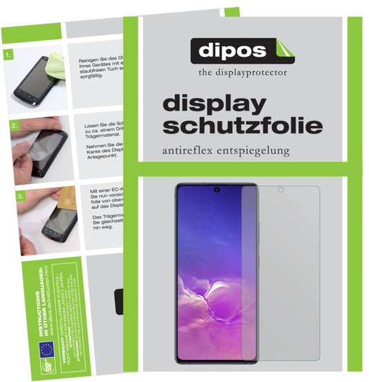 Matte Displayschutzfolie von dipos passend für Samsung Galaxy S10 Lite, präziser Zuschnitt und blasenfrei montiert