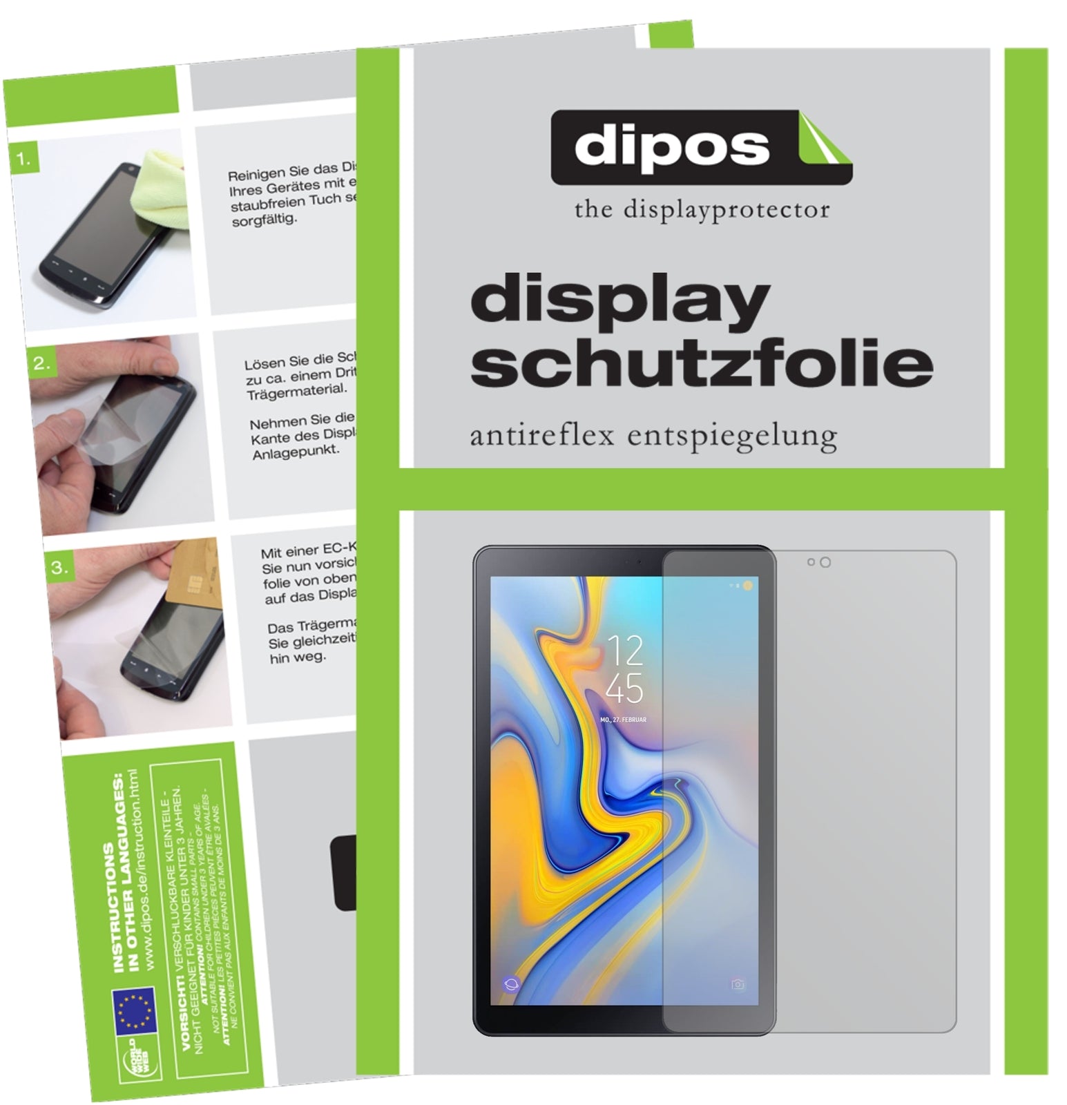 Matte Displayschutzfolie von dipos passend für Samsung Galaxy Tab A 10.5, präziser Zuschnitt und blasenfrei montiert