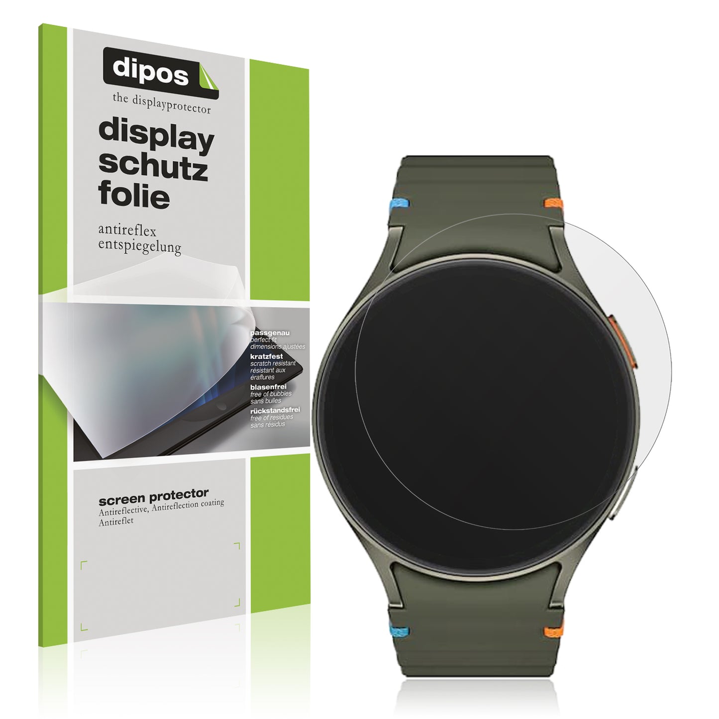 Matte Displayschutzfolie von dipos passend für Samsung Galaxy Watch 7 40mm, präziser Zuschnitt und blasenfrei montiert