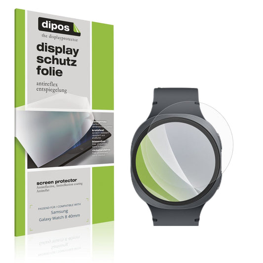 Matte Displayschutzfolie von dipos passend für Samsung Galaxy Watch 8 40mm, präziser Zuschnitt und blasenfrei montiert