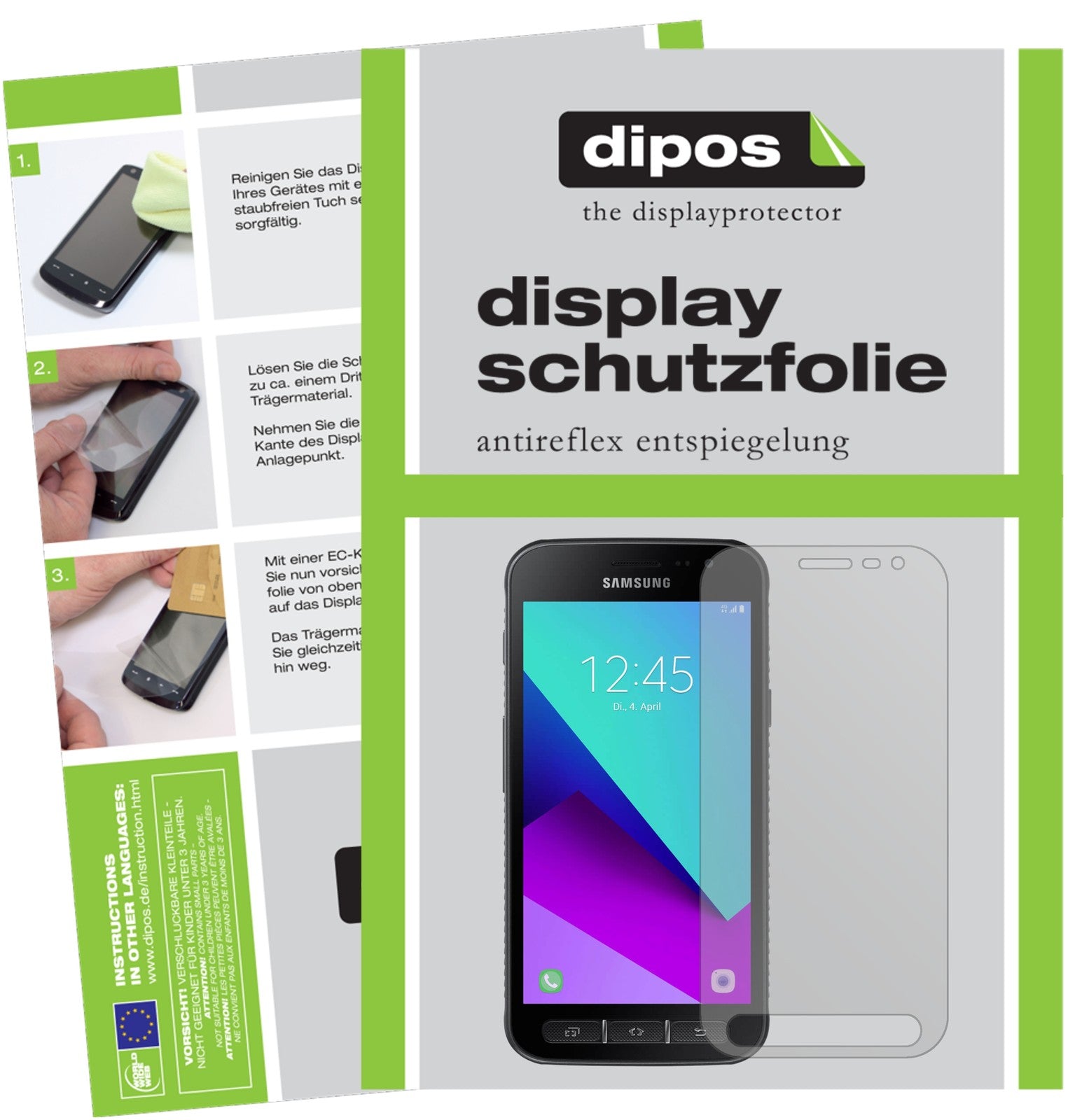 Matte Displayschutzfolie von dipos passend für Samsung Galaxy Xcover 4, präziser Zuschnitt und blasenfrei montiert
