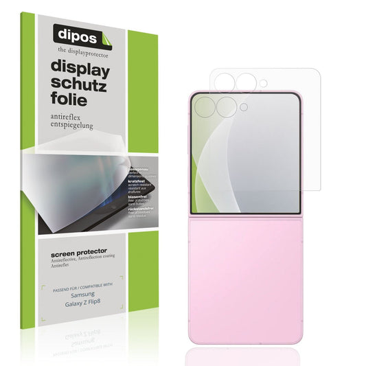 Matte Displayschutzfolie von dipos passend für Samsung Galaxy Z Flip8 Aussenseite, präziser Zuschnitt und blasenfrei montiert