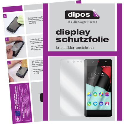 Klare Displayschutzfolie von dipos passend für Selfie Wiko, präziser Zuschnitt und blasenfrei montiert