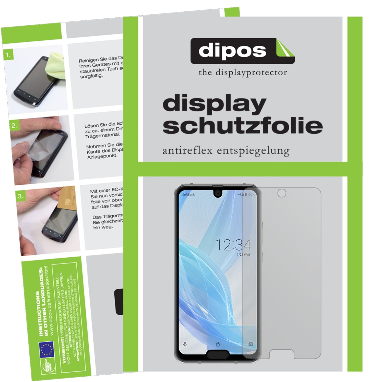 Matte Displayschutzfolie von dipos passend für Sharp Aquos R2 Compact, präziser Zuschnitt und blasenfrei montiert