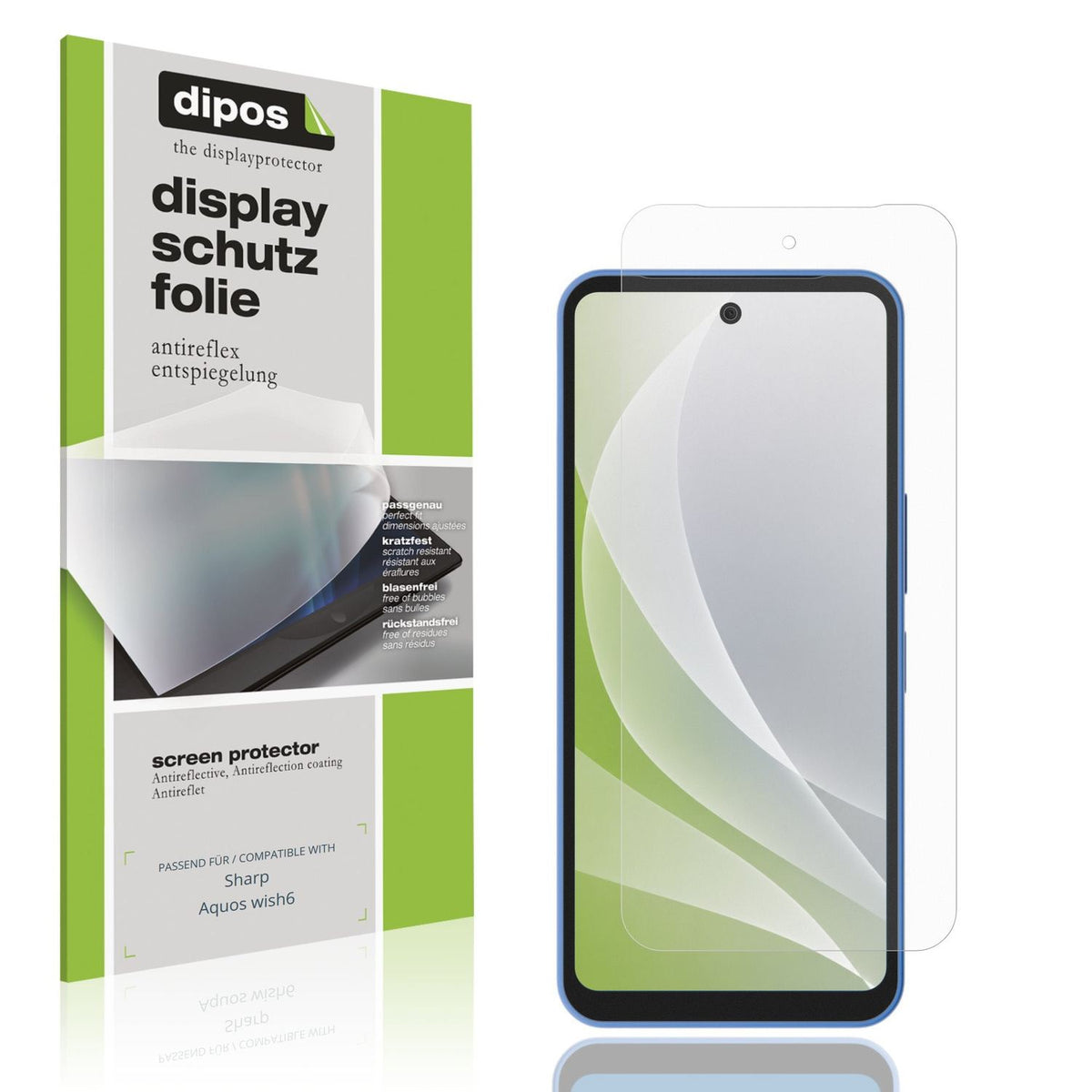 Matte Displayschutzfolie von dipos passend für Sharp Aquos wish6, präziser Zuschnitt und blasenfrei montiert