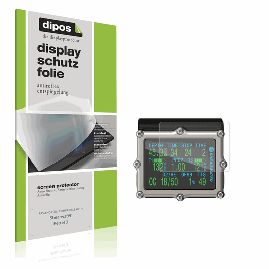 Matte Displayschutzfolie von dipos passend für Shearwater Petrel 3, präziser Zuschnitt und blasenfrei montiert