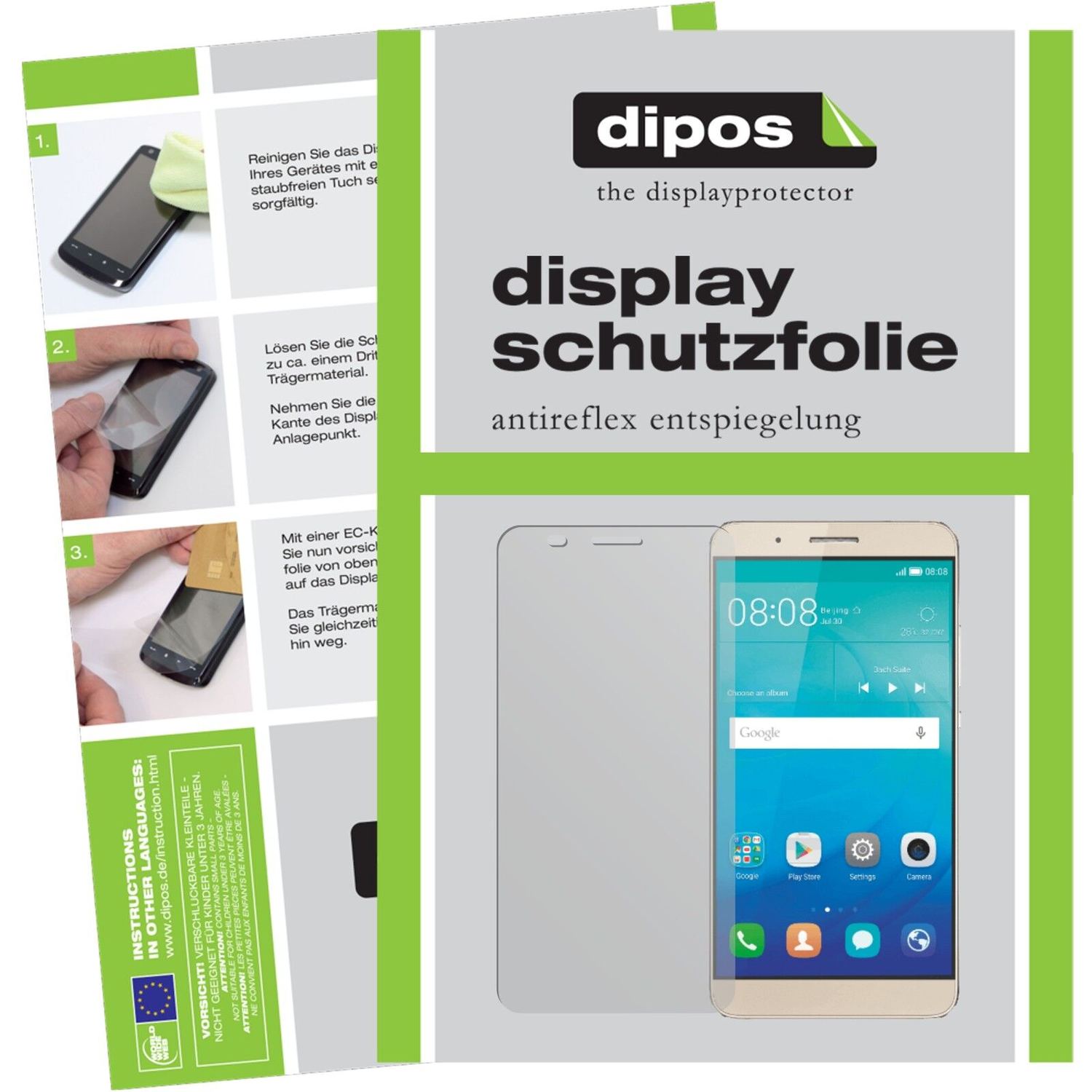 Matte Displayschutzfolie von dipos passend für ShotX Huawei, präziser Zuschnitt und blasenfrei montiert