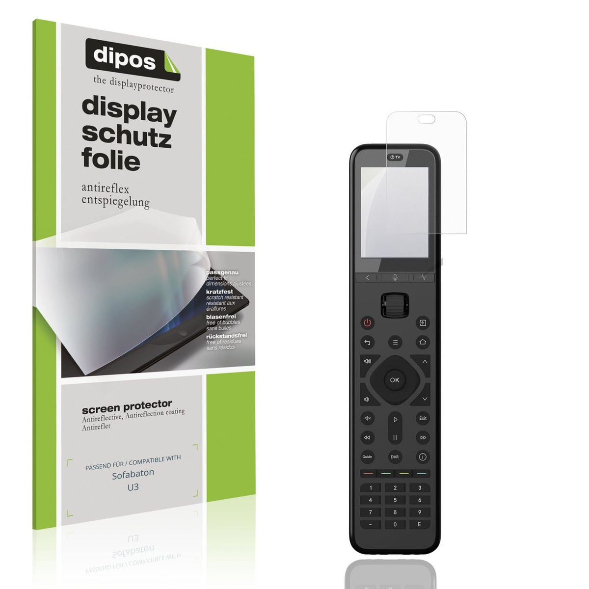 Matte Displayschutzfolie von dipos passend für Sofabaton U3, präziser Zuschnitt und blasenfrei montiert