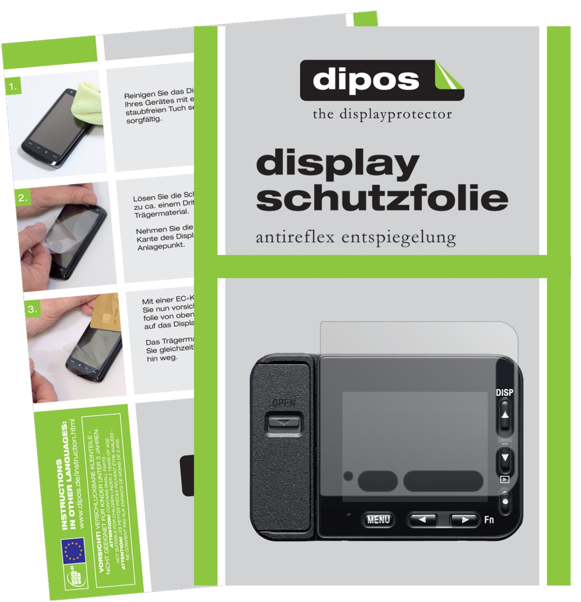 Matte Displayschutzfolie von dipos passend für Sony DSC-RX0M2, präziser Zuschnitt und blasenfrei montiert