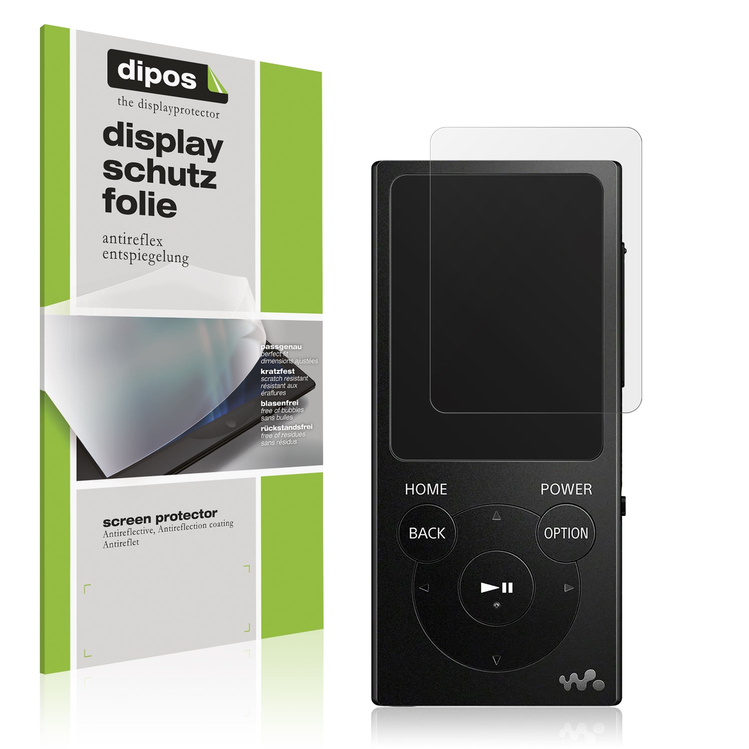 Matte Displayschutzfolie von dipos passend für Sony NW-e394, präziser Zuschnitt und blasenfrei montiert