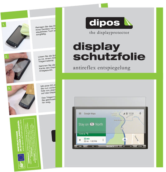 Matte Displayschutzfolie von dipos passend für Sony XAV-AX3005 Auto-Radio, präziser Zuschnitt und blasenfrei montiert