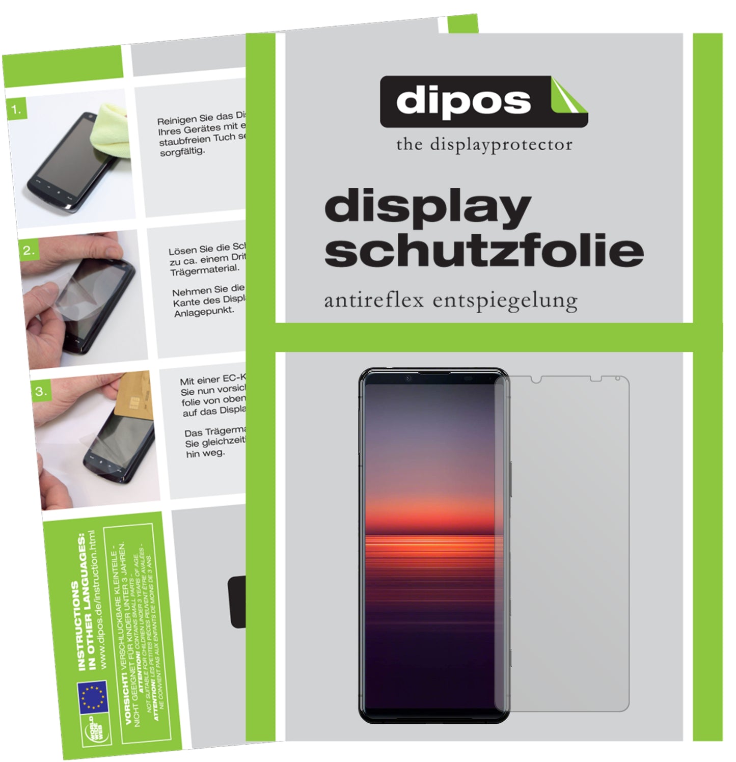 Matte Displayschutzfolie von dipos passend für Sony Xperia 5 II, präziser Zuschnitt und blasenfrei montiert