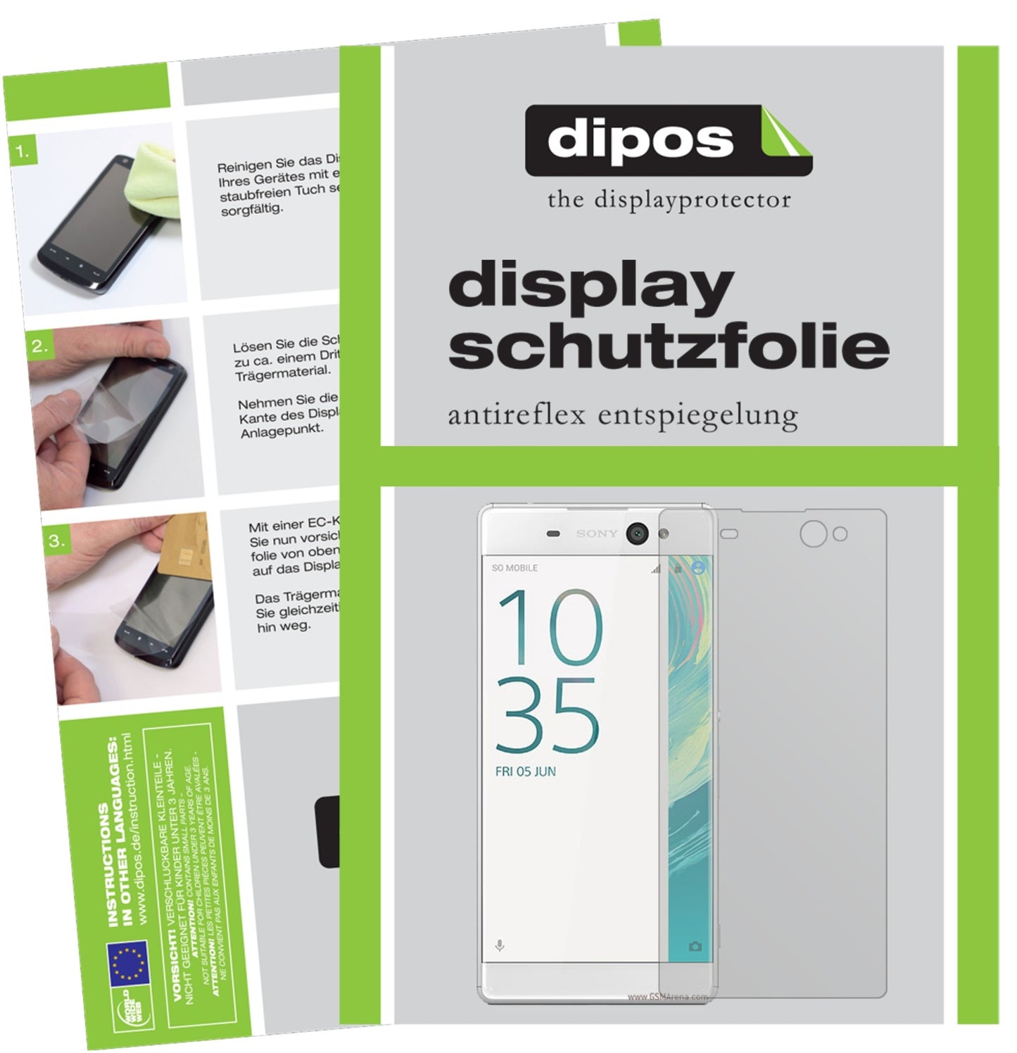 Matte Displayschutzfolie von dipos passend für Sony Xperia XA Ultra, präziser Zuschnitt und blasenfrei montiert