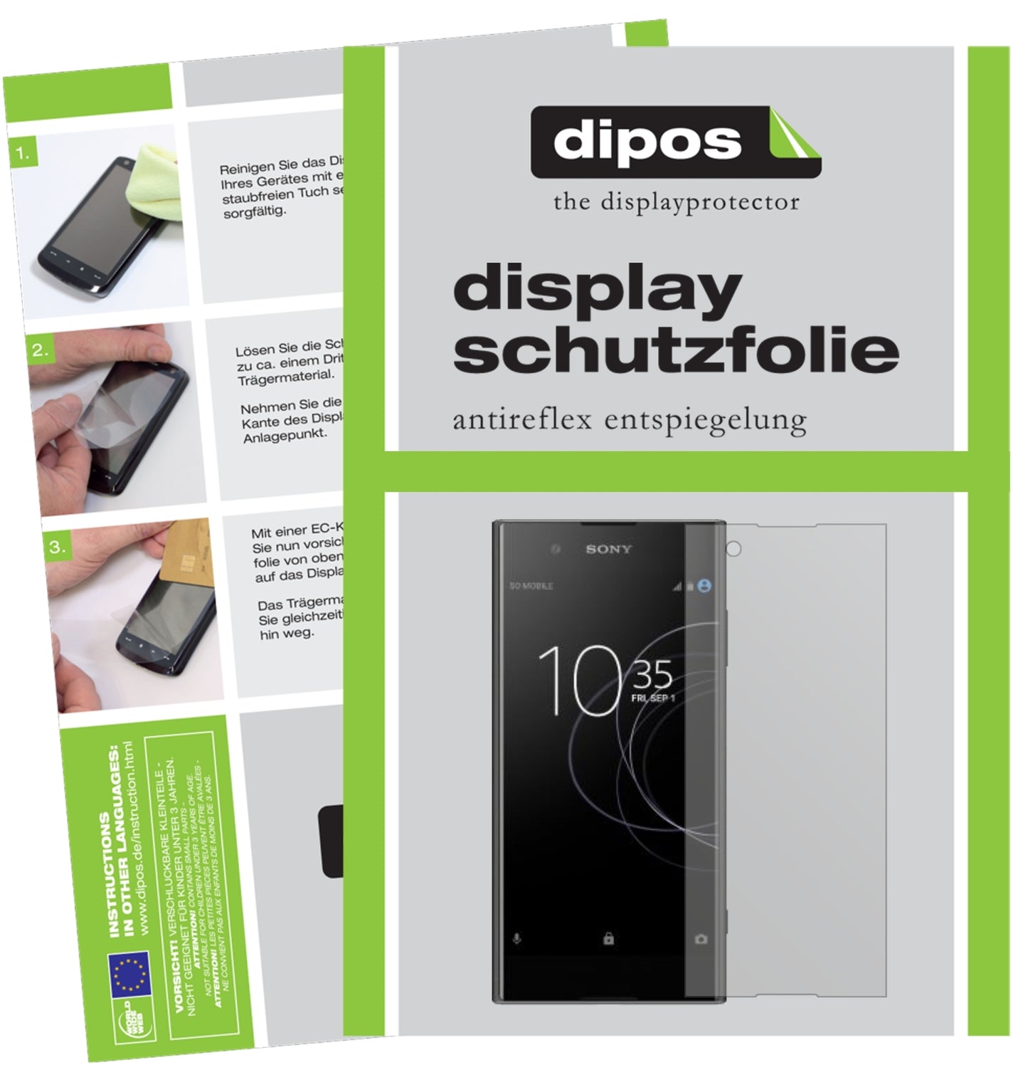 Matte Displayschutzfolie von dipos passend für Sony Xperia XA1 Plus, präziser Zuschnitt und blasenfrei montiert