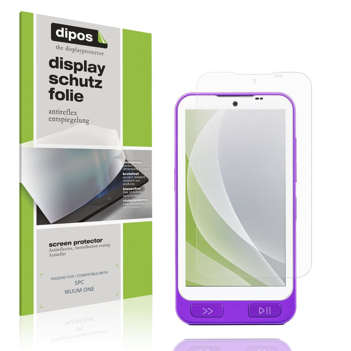 Matte Displayschutzfolie von dipos passend für SPC WUUM ONE, präziser Zuschnitt und blasenfrei montiert
