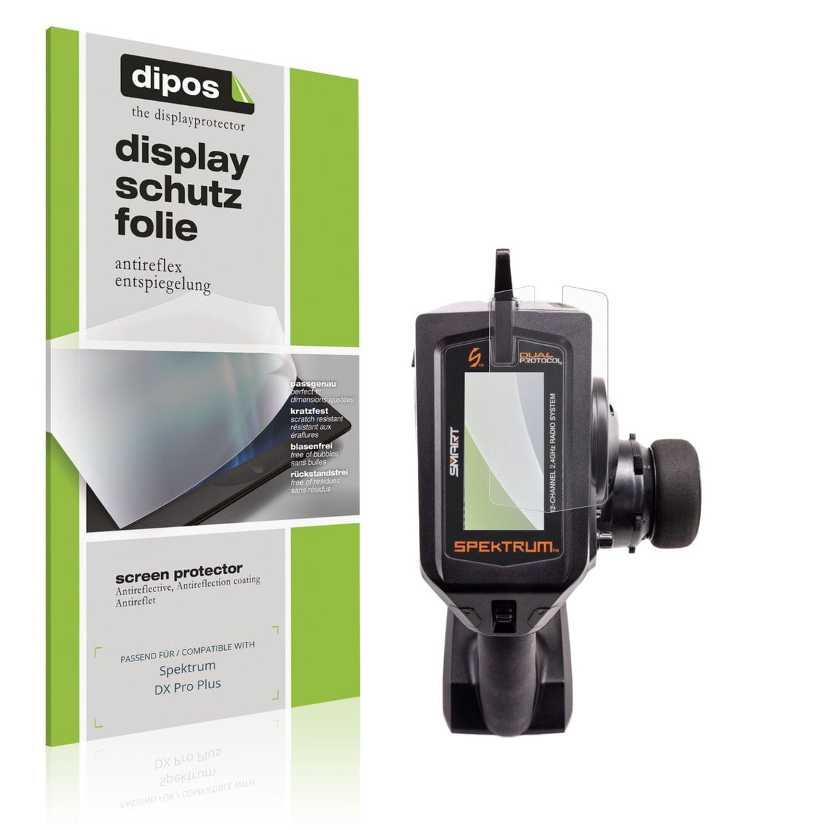 Matte Displayschutzfolie von dipos passend für Spektrum DX Pro Plus, präziser Zuschnitt und blasenfrei montiert