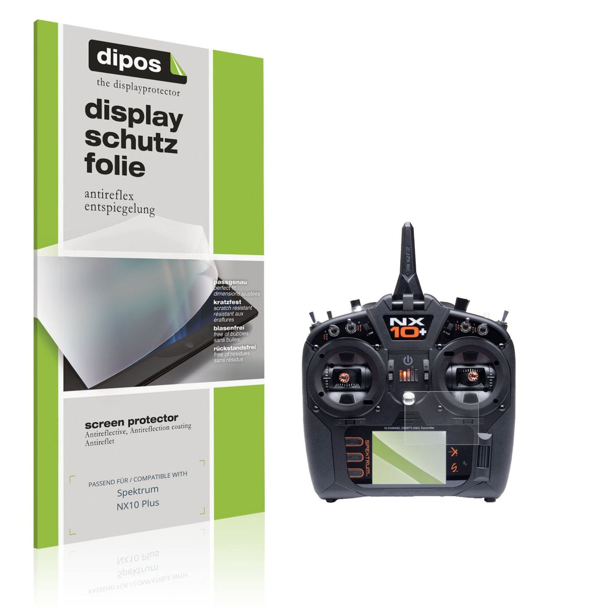 Matte Displayschutzfolie von dipos passend für Spektrum NX10 Plus, präziser Zuschnitt und blasenfrei montiert