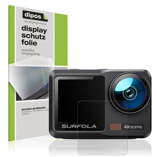 Matte Displayschutzfolie von dipos passend für Surfola SF630 Action Cam, präziser Zuschnitt und blasenfrei montiert