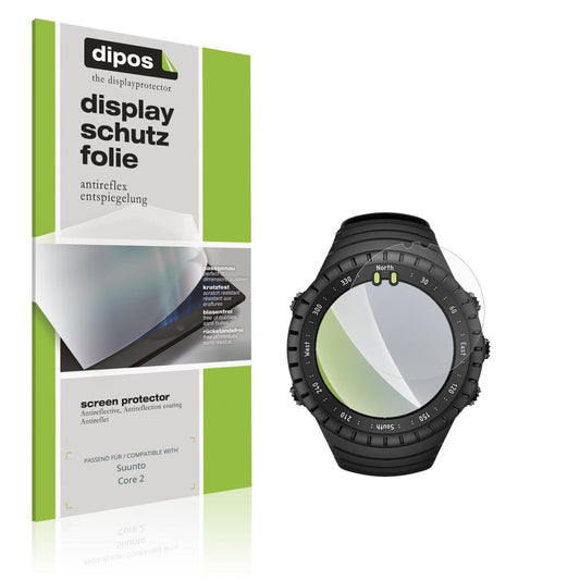 Matte Displayschutzfolie von dipos passend für Suunto Core 2, präziser Zuschnitt und blasenfrei montiert