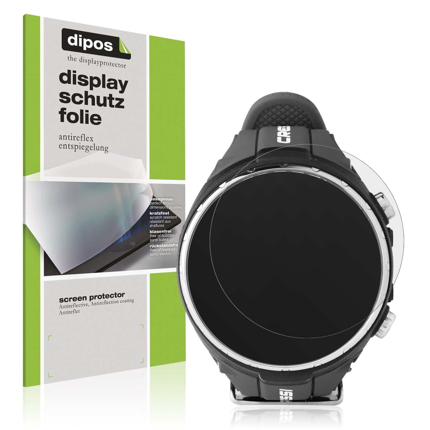 Matte Displayschutzfolie von dipos passend für Suunto D4F Tauchcomputer, präziser Zuschnitt und blasenfrei montiert