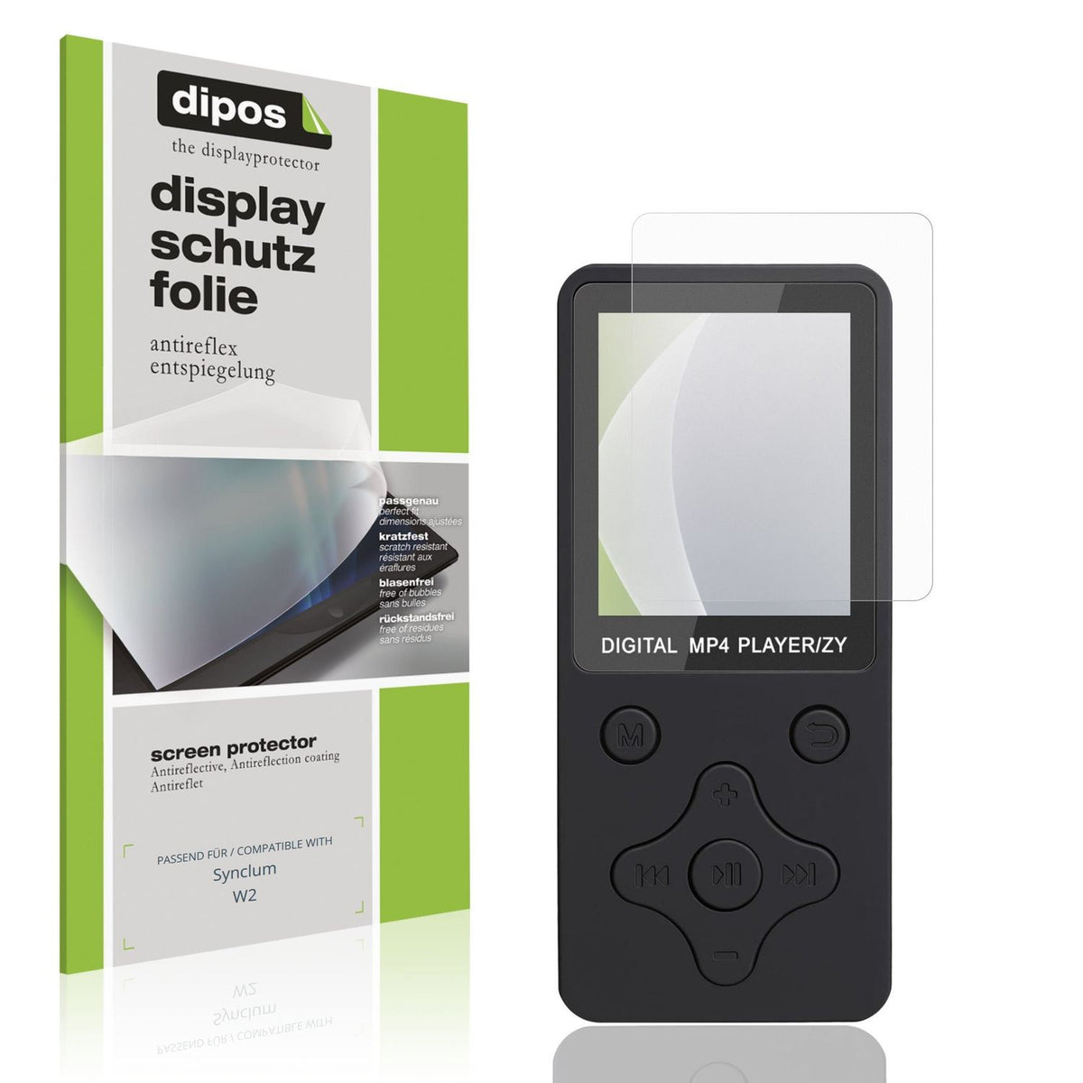 Matte Displayschutzfolie von dipos passend für Synclum W2, präziser Zuschnitt und blasenfrei montiert
