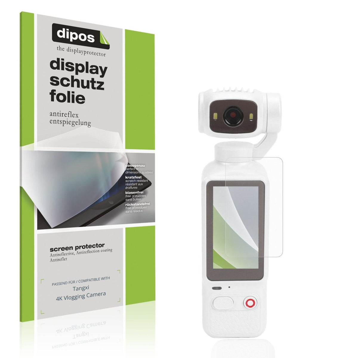 Matte Displayschutzfolie von dipos passend für Tangxi 4K Vlogging Camera, präziser Zuschnitt und blasenfrei montiert