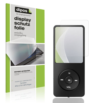 Matte Displayschutzfolie von dipos passend für Tarswesi BFQ-LCT01 MP3-Player, präziser Zuschnitt und blasenfrei montiert