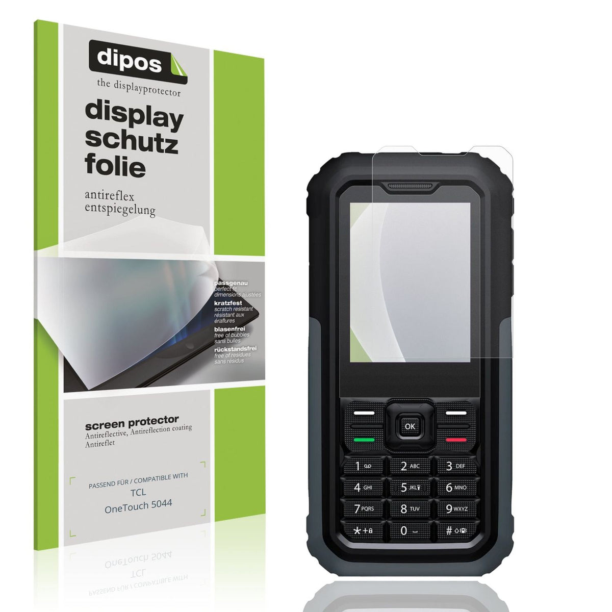 Matte Displayschutzfolie von dipos passend für TCL OneTouch 5044, präziser Zuschnitt und blasenfrei montiert