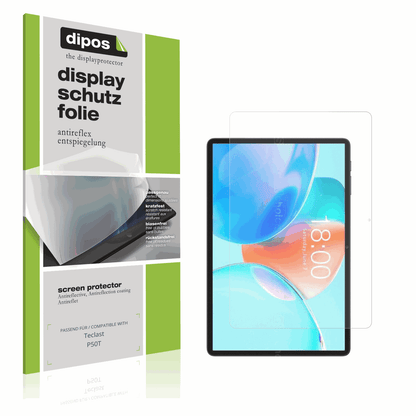 Matte Displayschutzfolie von dipos passend für Teclast P50T, präziser Zuschnitt und blasenfrei montiert