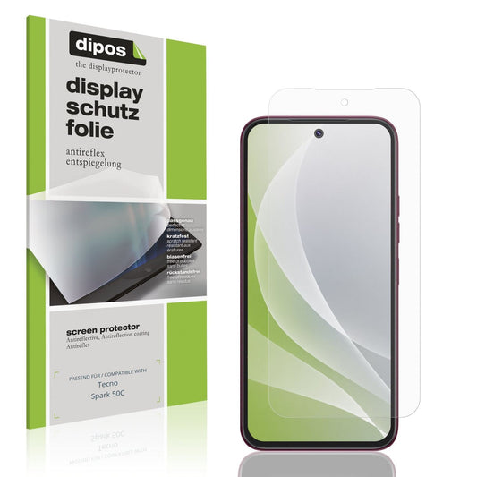 Matte Displayschutzfolie von dipos passend für Tecno Spark 50C, präziser Zuschnitt und blasenfrei montiert