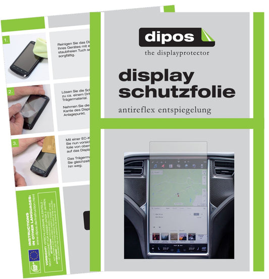 Matte Displayschutzfolie von dipos passend für Tesla Modell X, präziser Zuschnitt und blasenfrei montiert