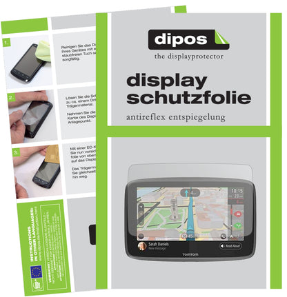 Matte Displayschutzfolie von dipos passend für TomTom Go 620 / 6200, präziser Zuschnitt und blasenfrei montiert
