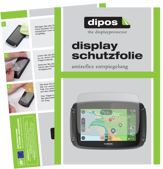 Matte Displayschutzfolie von dipos passend für TomTom Rider 500, präziser Zuschnitt und blasenfrei montiert