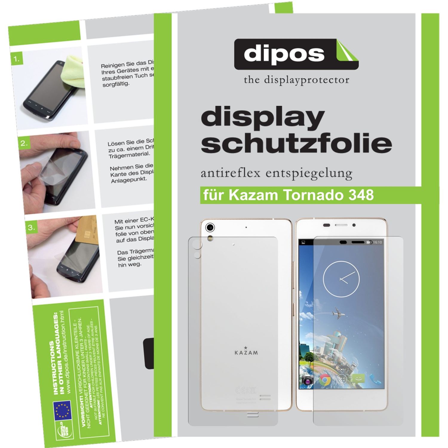 Matte Displayschutzfolie von dipos passend für Tornado 348 Kazam, präziser Zuschnitt und blasenfrei montiert