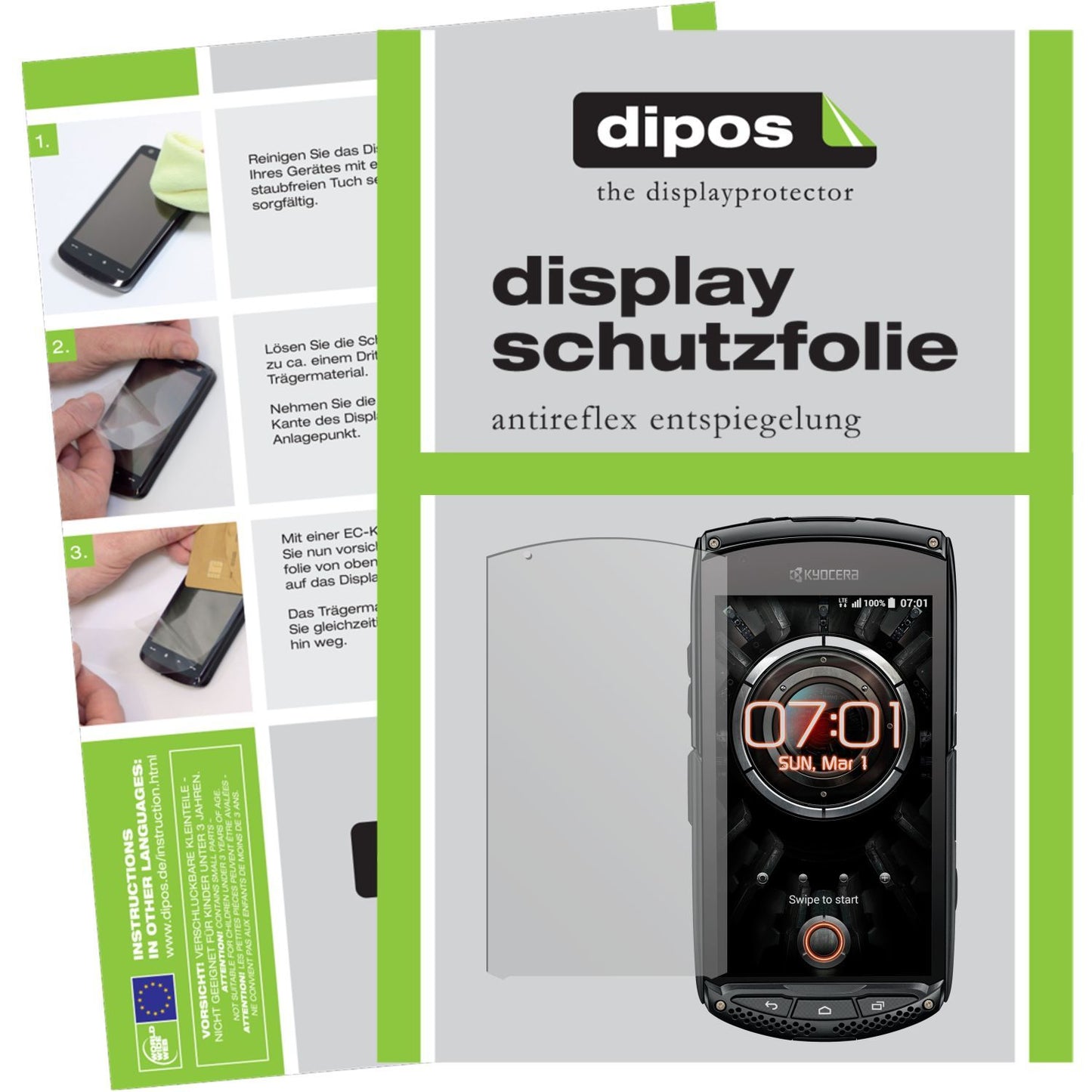 Matte Displayschutzfolie von dipos passend für Torque KC-S701 Kyocera, präziser Zuschnitt und blasenfrei montiert