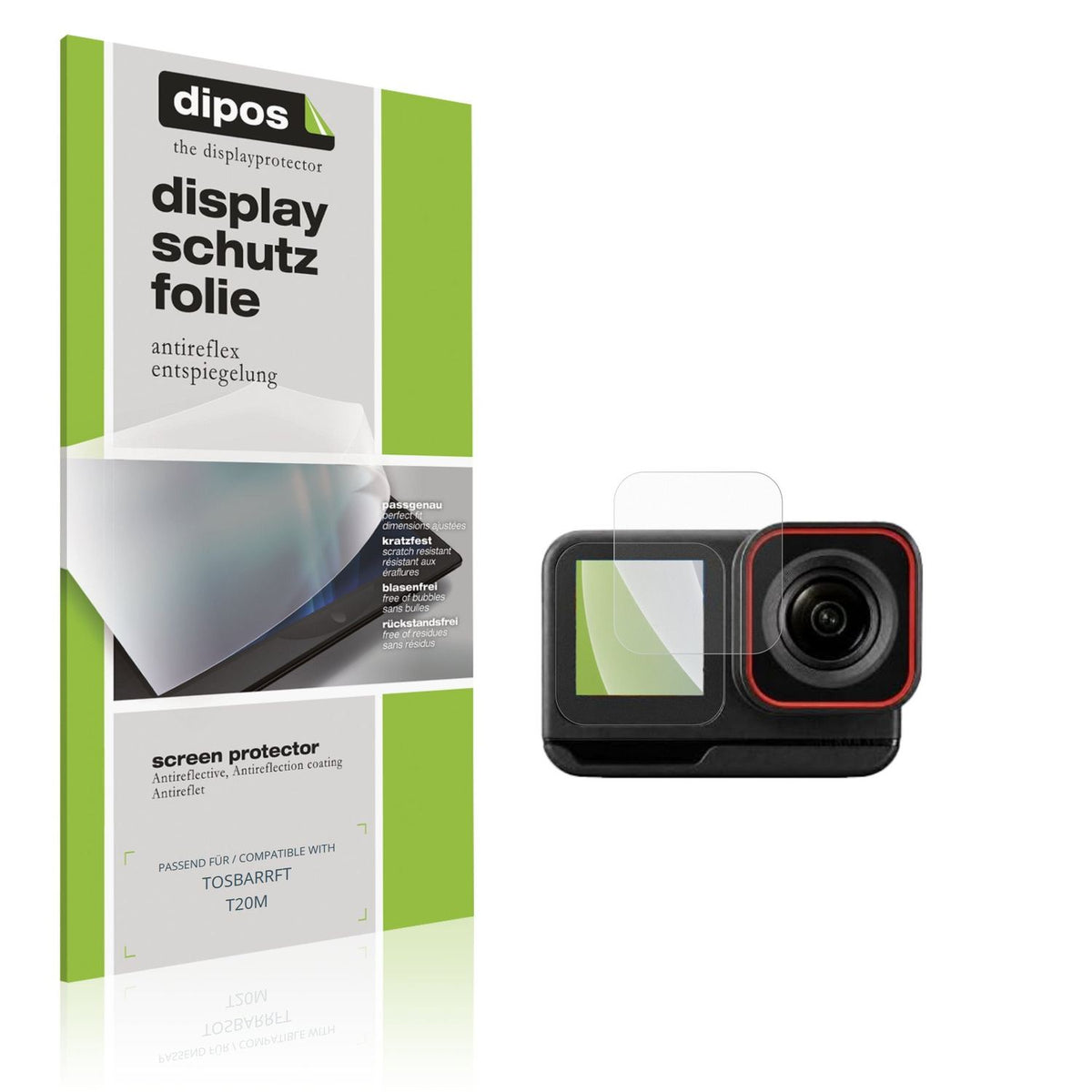 Matte Displayschutzfolie von dipos passend für TOSBARRFT T20M Aussenseite, präziser Zuschnitt und blasenfrei montiert