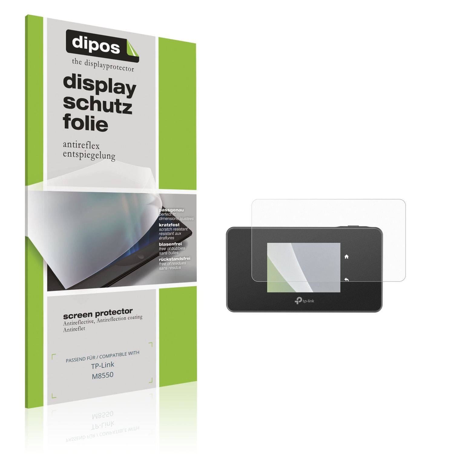 Matte Displayschutzfolie von dipos passend für TP-Link M8550, präziser Zuschnitt und blasenfrei montiert