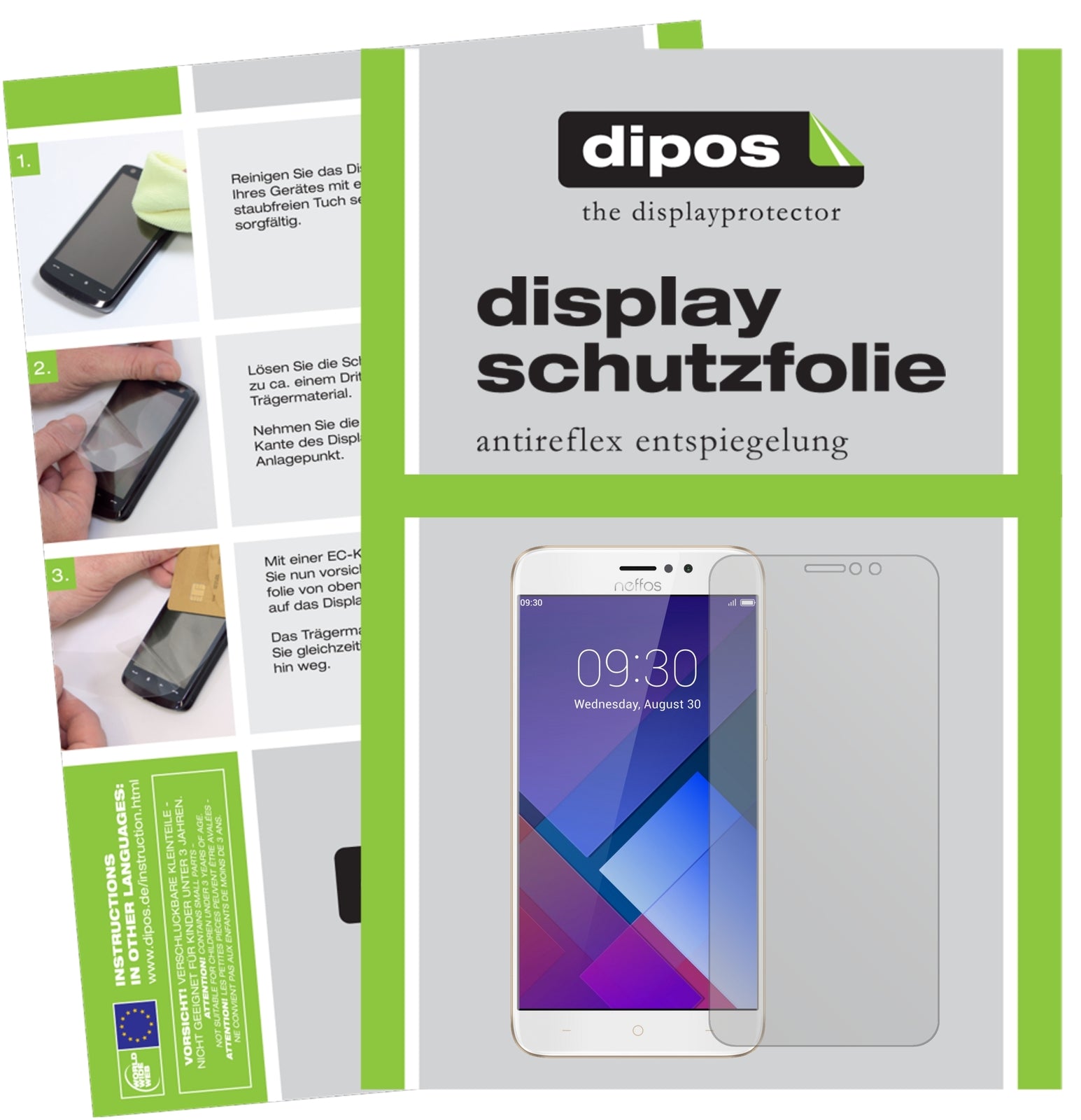 Matte Displayschutzfolie von dipos passend für TP-Link Neffos C7, präziser Zuschnitt und blasenfrei montiert
