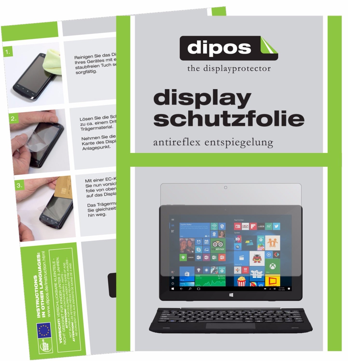 Matte Displayschutzfolie von dipos passend für Trekstor LingoTab, präziser Zuschnitt und blasenfrei montiert