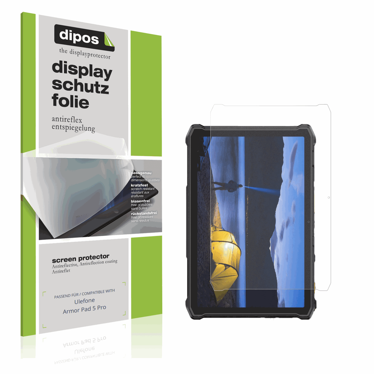 Matte Displayschutzfolie von dipos passend für Ulefone Armor Pad 5 Pro, präziser Zuschnitt und blasenfrei montiert
