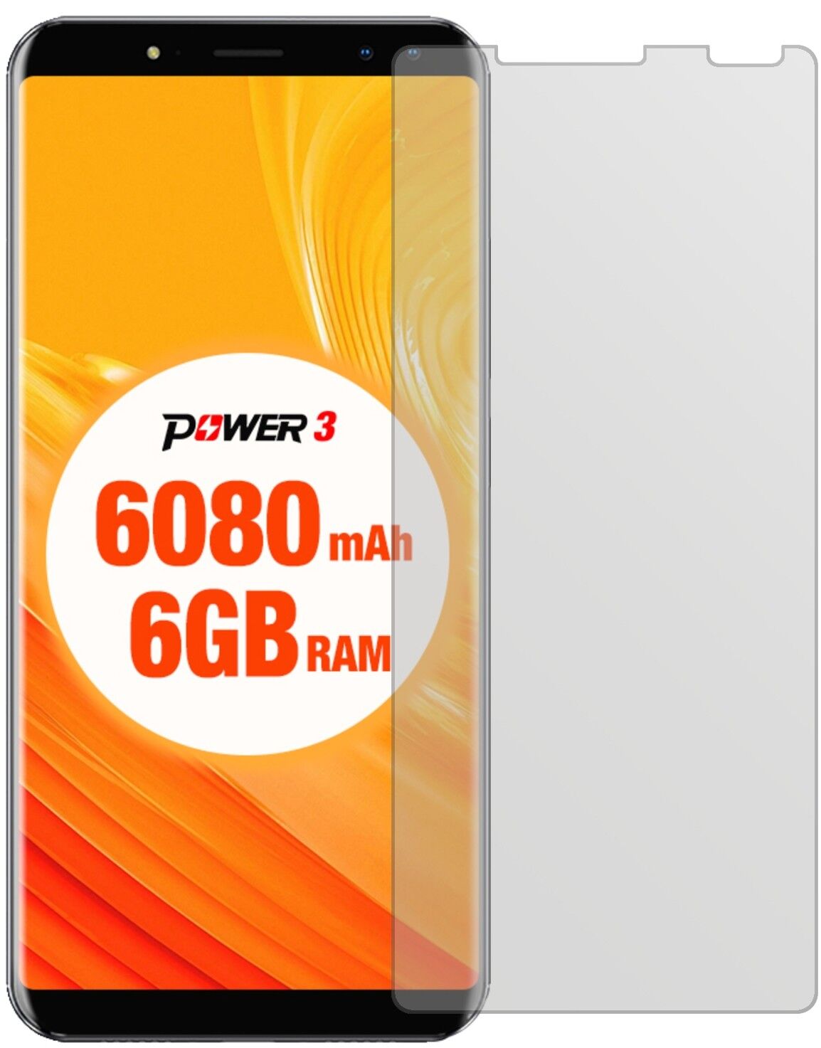 Matte Displayschutzfolie von dipos passend für Ulefone Power 3, präziser Zuschnitt und blasenfrei montiert
