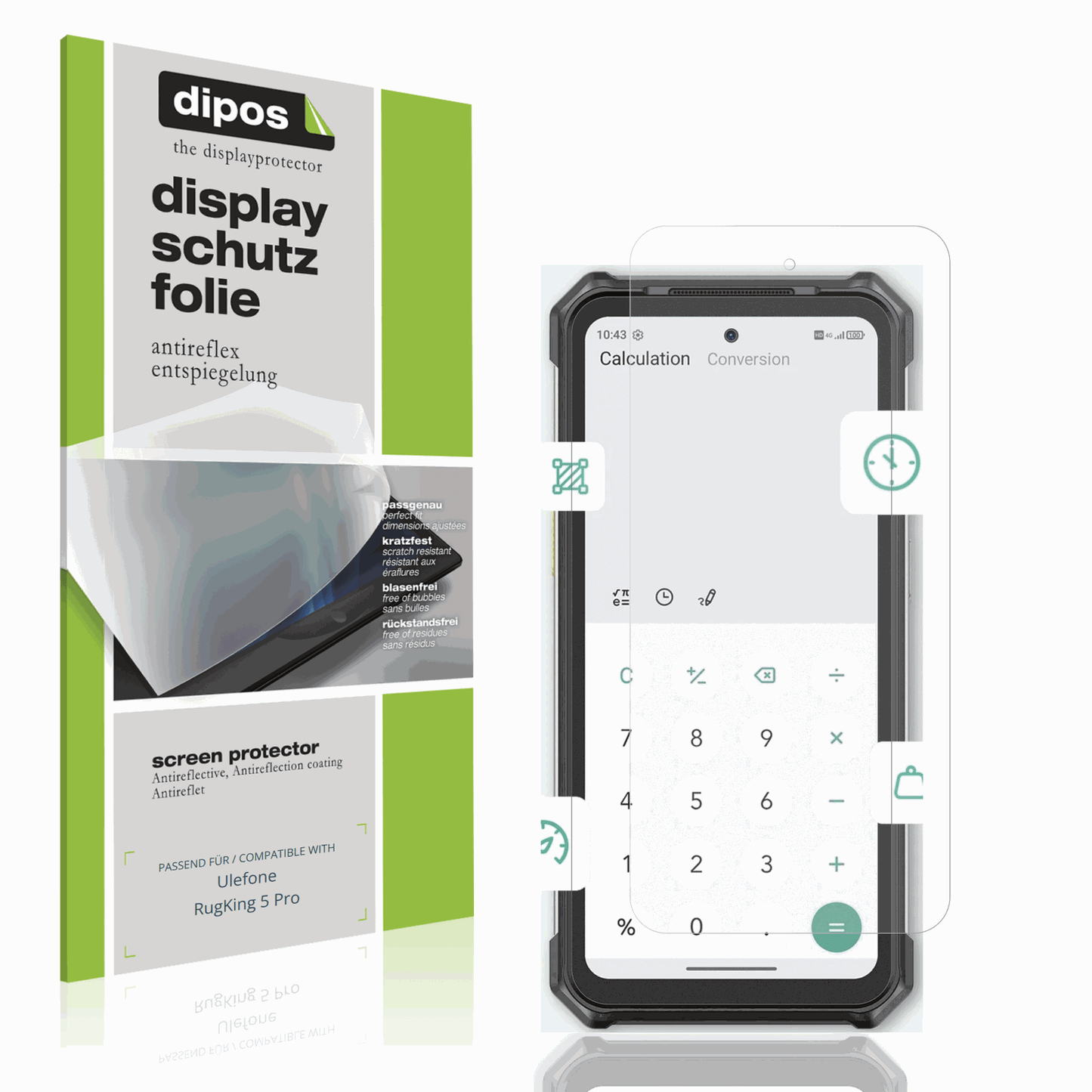 Matte Displayschutzfolie von dipos passend für Ulefone RugKing 5 Pro, präziser Zuschnitt und blasenfrei montiert