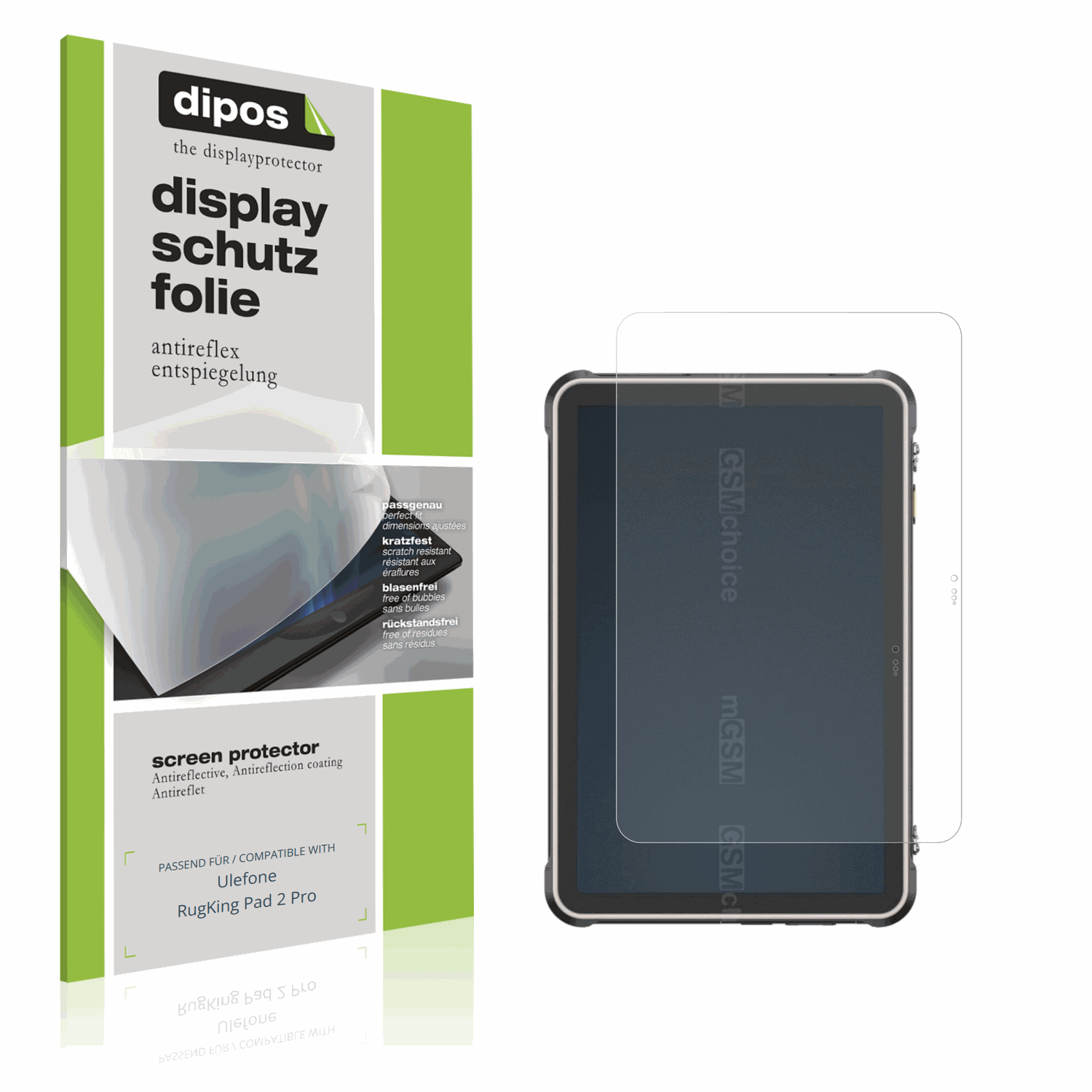 Matte Displayschutzfolie von dipos passend für Ulefone RugKing Pad 2 Pro, präziser Zuschnitt und blasenfrei montiert