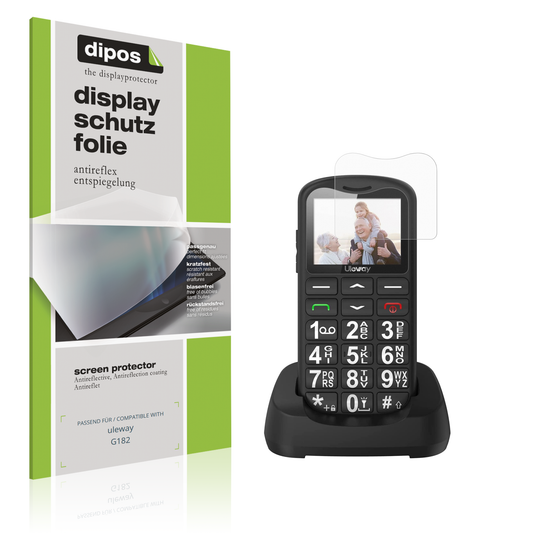 Matte Displayschutzfolie von dipos passend für uleway G182, präziser Zuschnitt und blasenfrei montiert