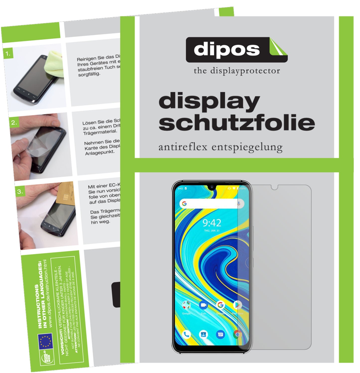Matte Displayschutzfolie von dipos passend für Umidigi A7 Pro, präziser Zuschnitt und blasenfrei montiert